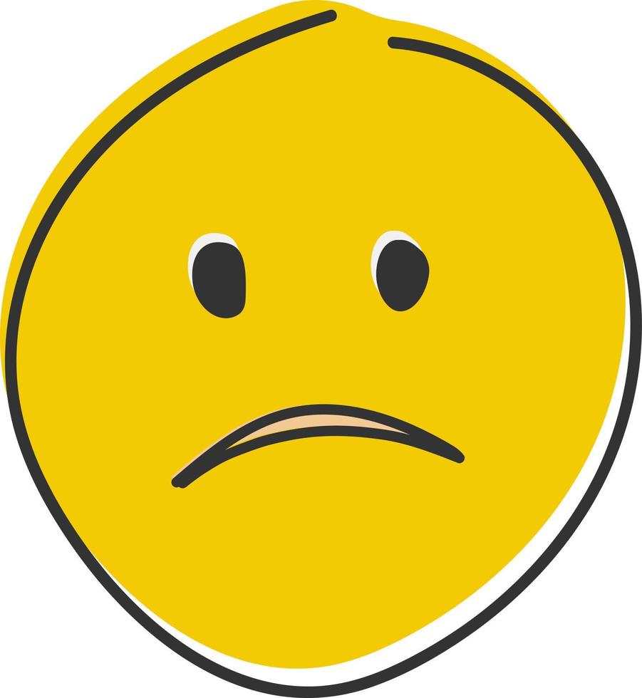 Confused emoji. Nonplussed emoticon with frowned lips. Hand drawn, flat style emoticon. vector