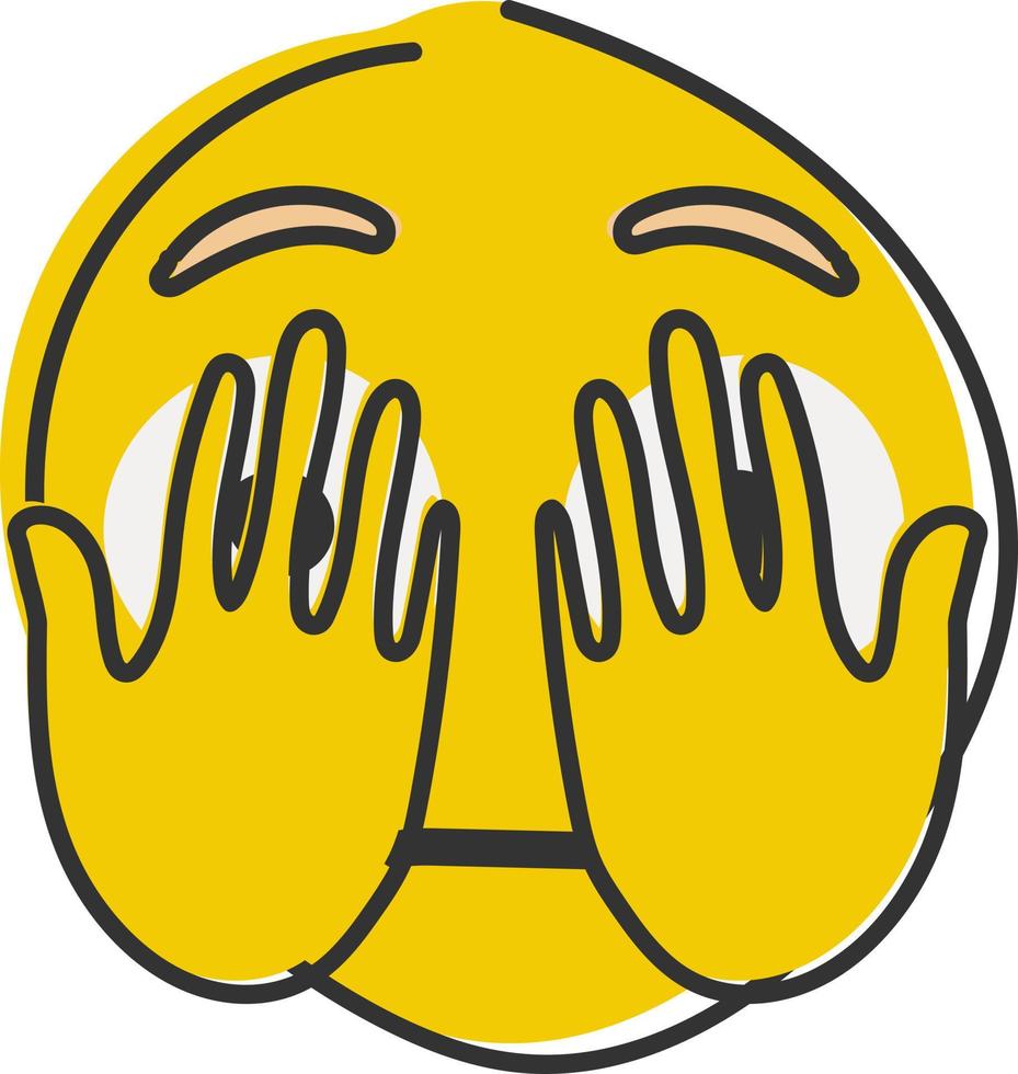 Closing eyes. flat emoji closing eyes with hand vector