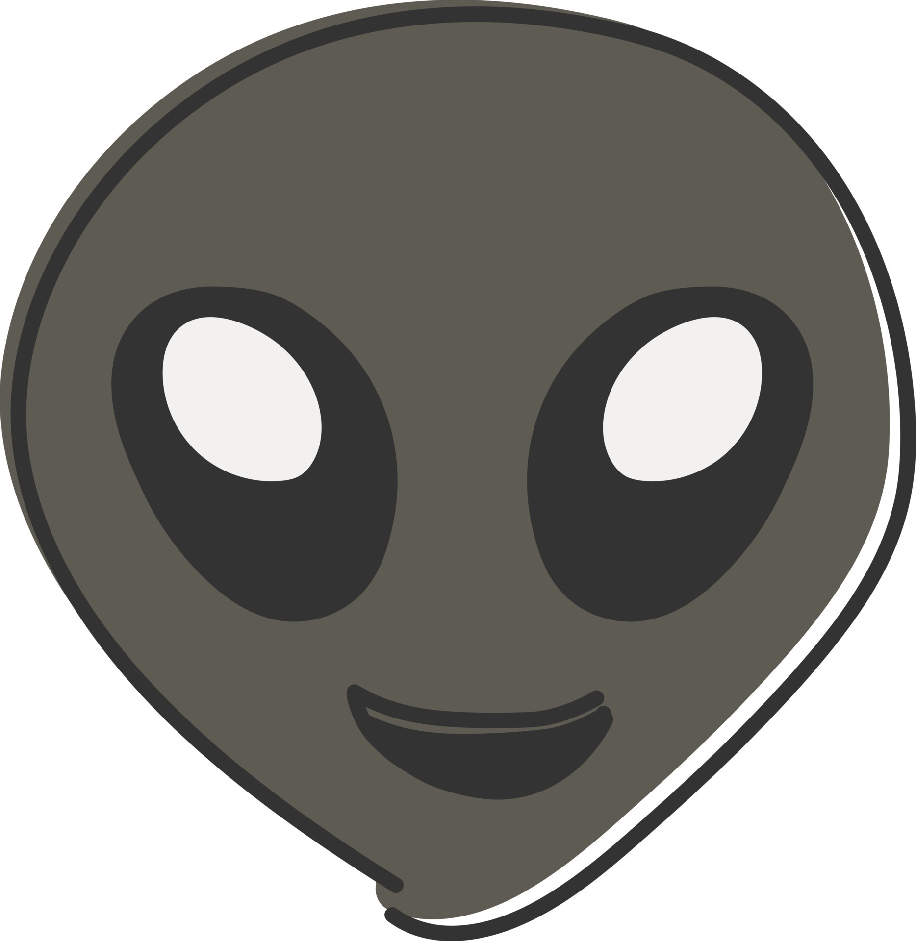 Alien emoji, emoticon. Face of alien. Hand drawn, flat style emoticon
