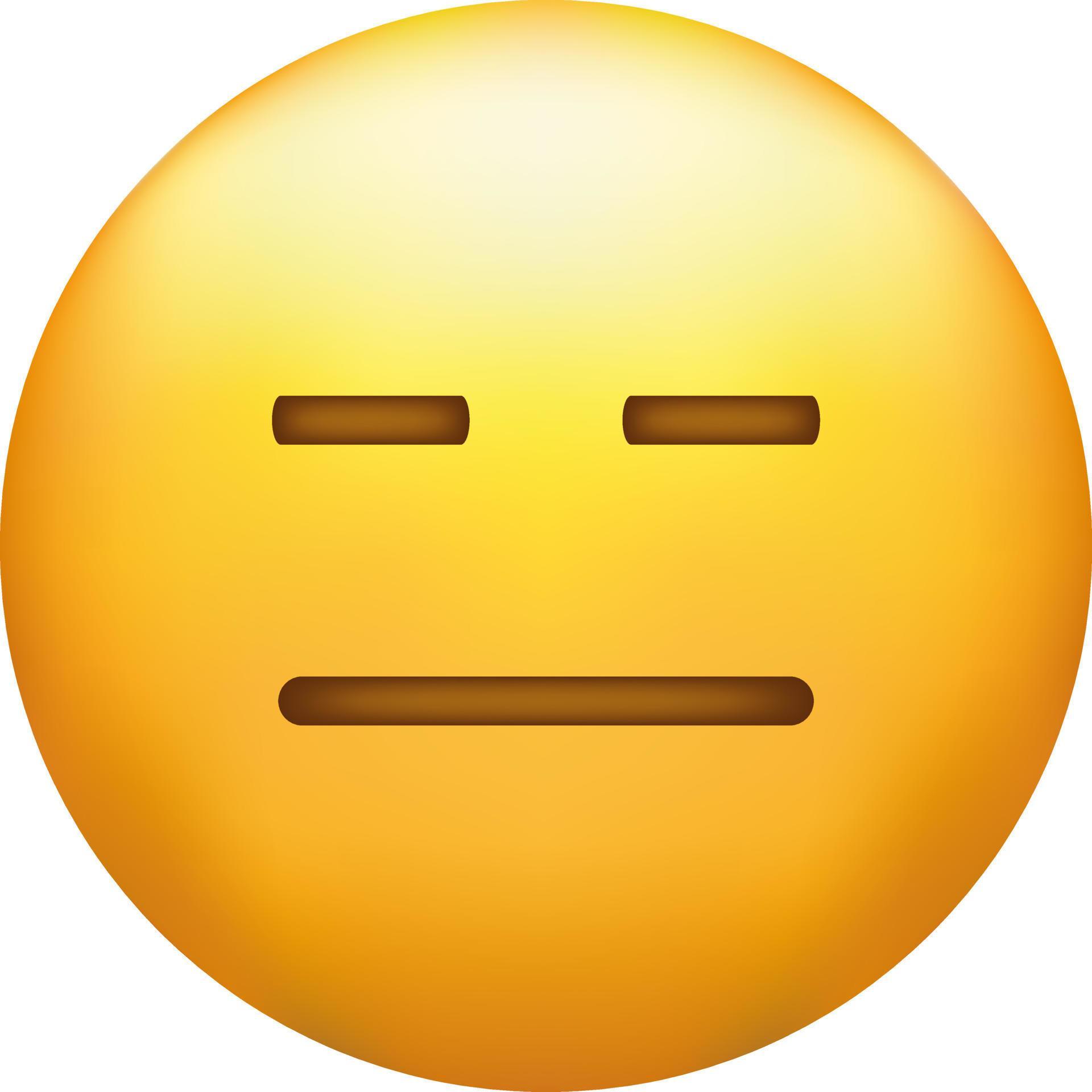 Expressionless emoji. Straight face, emoticon with neutral line eyes