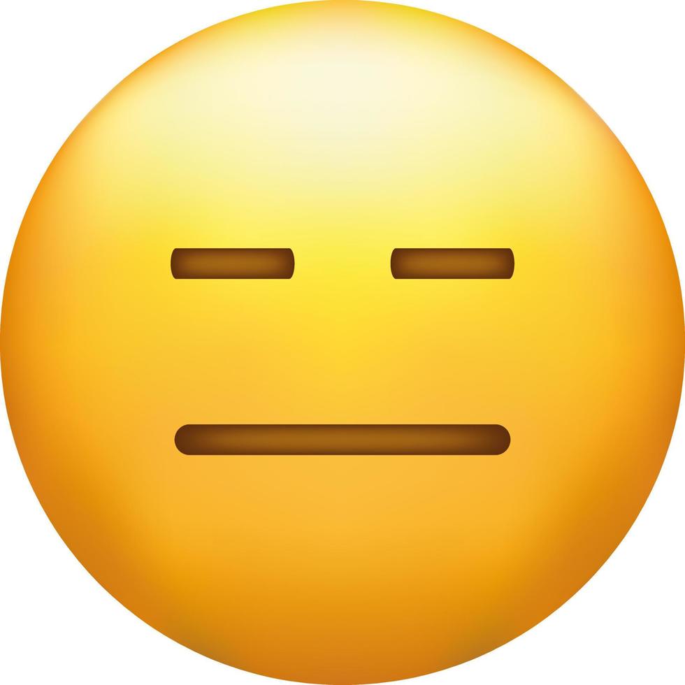 Expressionless emoji. Straight face, emoticon with neutral line eyes and mouth vector