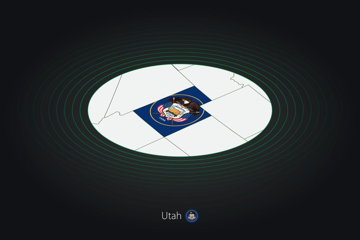 Utah mapa en oscuro color, oval mapa con vecino nosotros estados vector