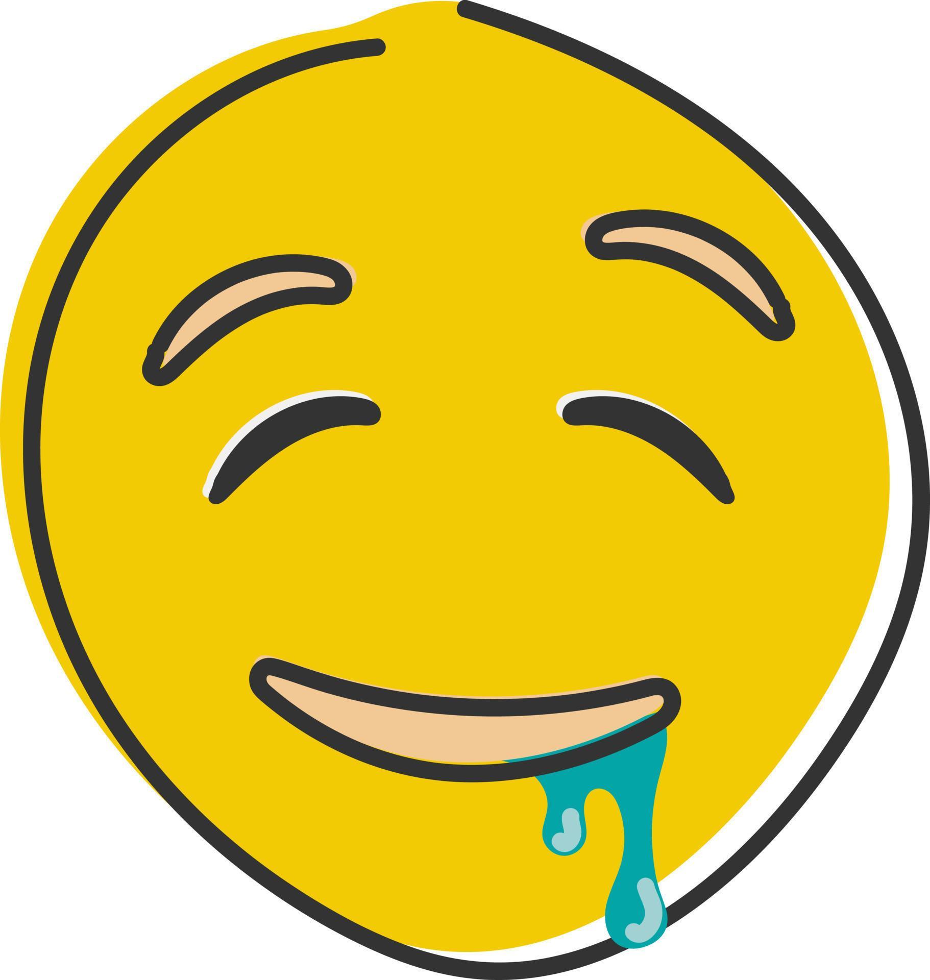 Drooling emoji. Emoticon with saliva from mouth corner. Hand drawn