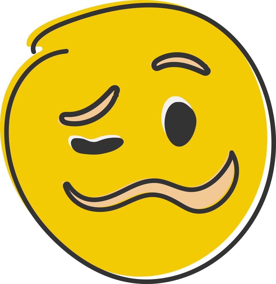 Confounded emoji. Confused emoticon with jagged mouth. Hand drawn, flat style emoticon. vector