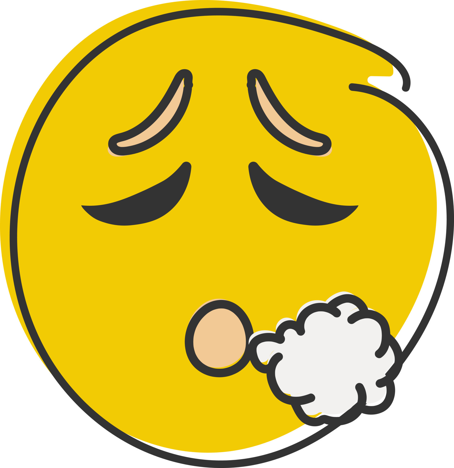 Single emoji icon. Fun icon. Emoticon.Emoji exhaling steam. Hand drawn