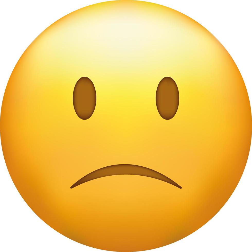 Confused emoji. Nonplussed emoticon with frowned lips vector