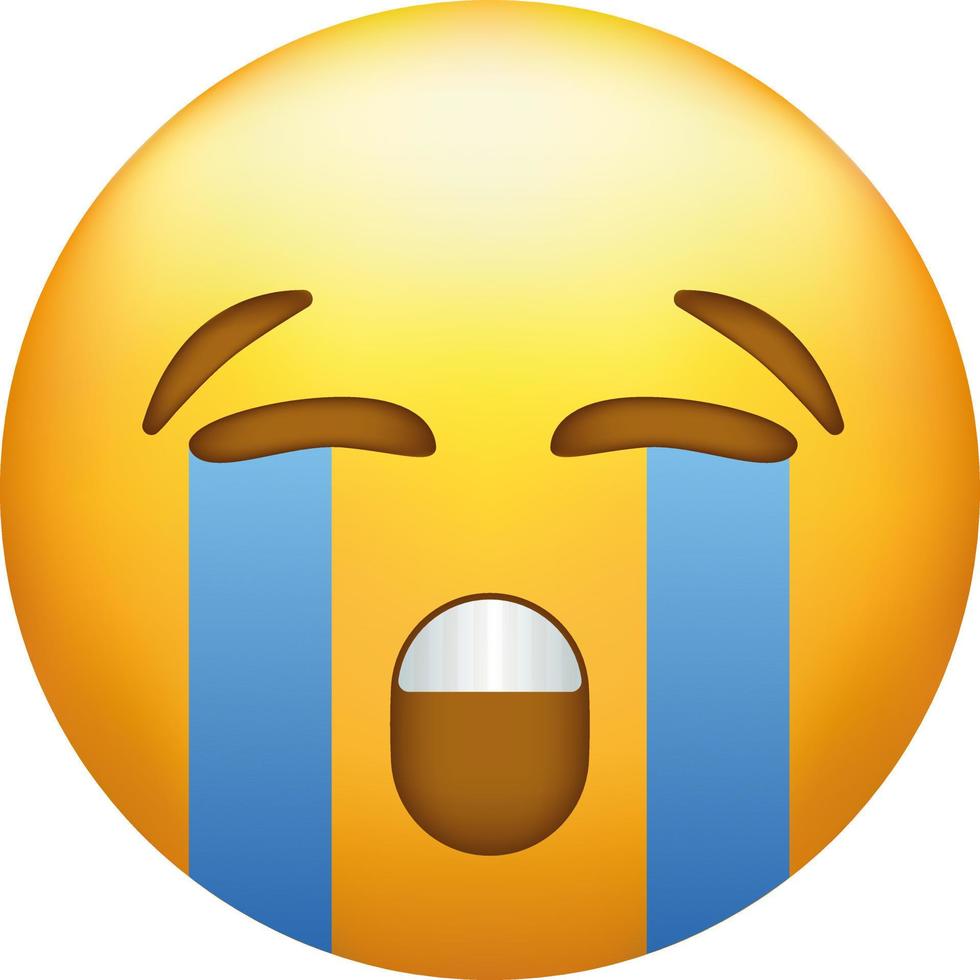 Loudly crying emoji. Yellow emoticon with streams of tears 22461895