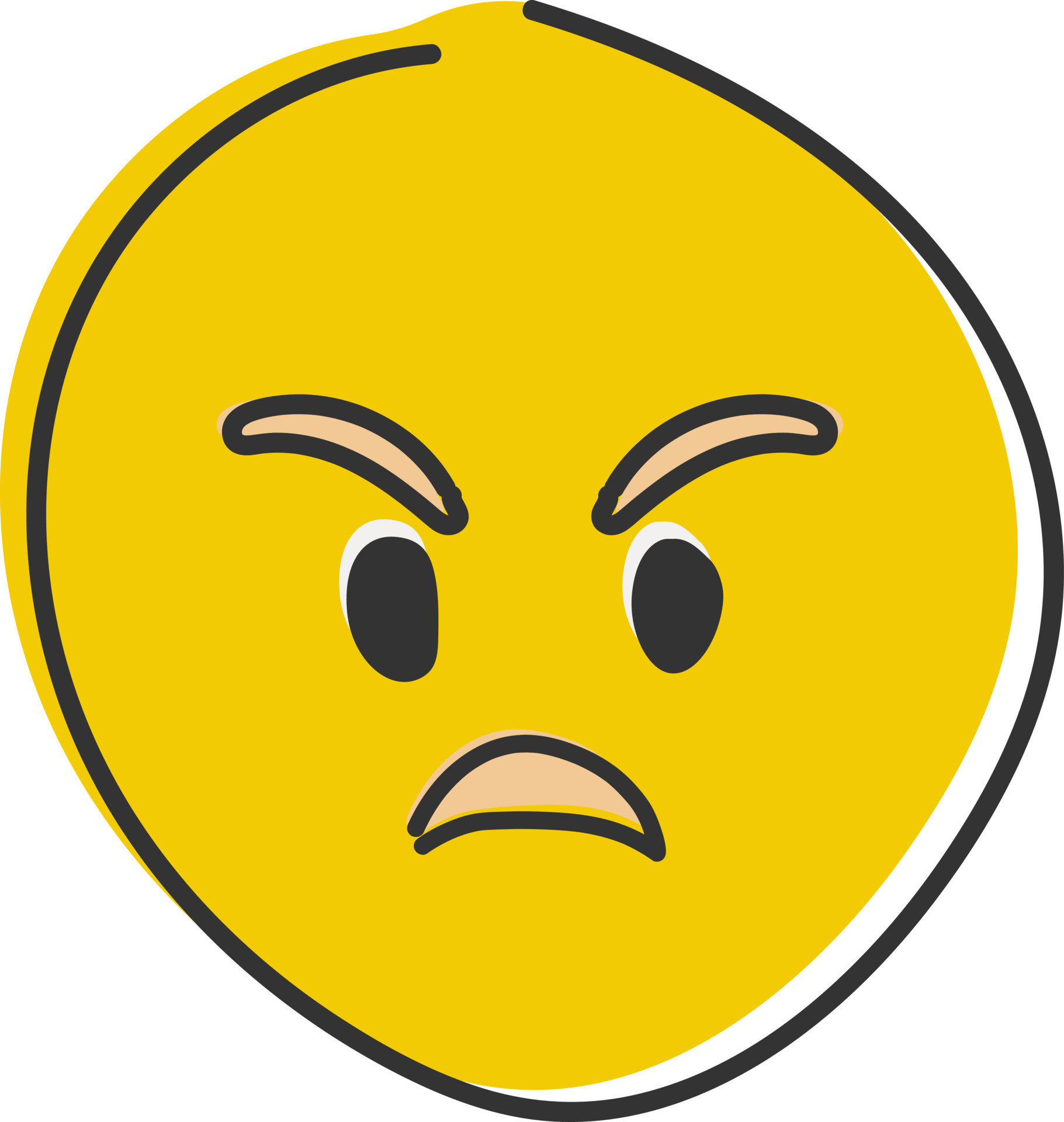 Angry face. Emoji. Cute emoticon isolated. Hand drawn, flat style