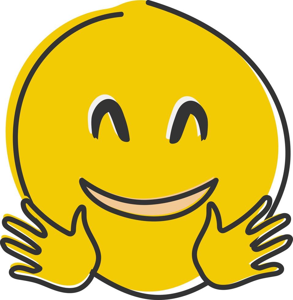 Admiration emoji. Surprised emoticon, amazed and astonished person grabbing. Hand drawn, flat style emoticon. vector