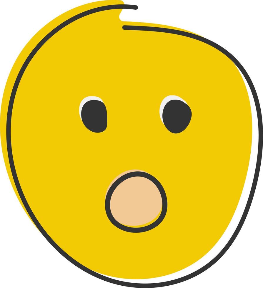 Astonished emoji. Shocked emoticon with gasping face. Hand drawn, flat style emoticon. Hand drawn, flat style emoticon. vector