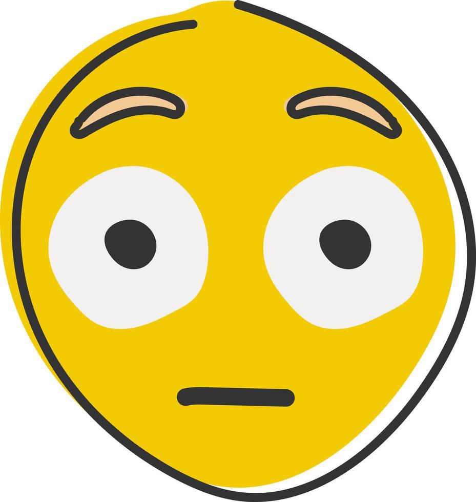 Flushed emoji. Embarrassed emoticon with big eyes vector
