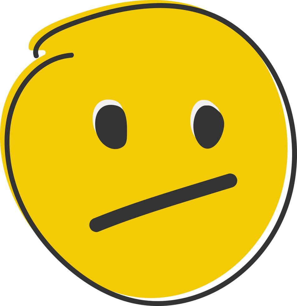 Confused emoji. Nonplussed emoticon with frowned lips. Hand drawn, flat style emoticon. vector