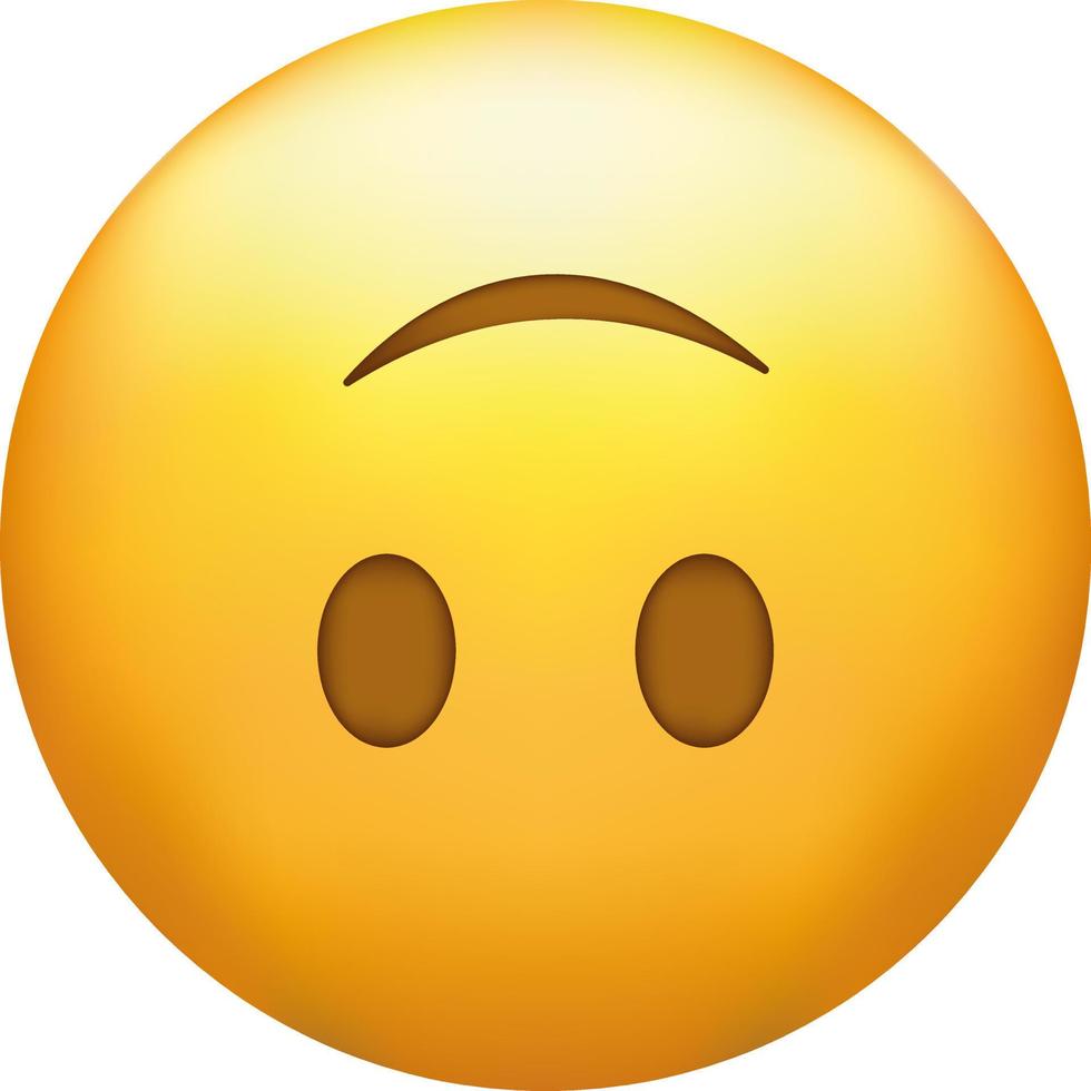 Upside down emoji. Silly emoticon, inverted smiling yellow face. vector