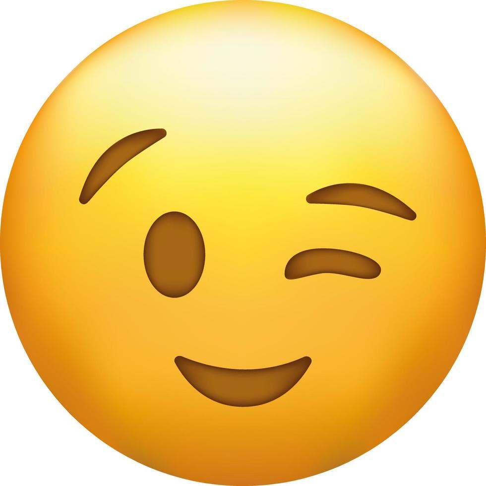 Winking Face. Eye wink emoji, funny yellow emoticon with smile. vector