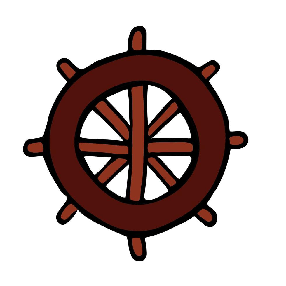 Embarcacion direccion rueda icono en un blanco antecedentes. vector garabatear ilustración