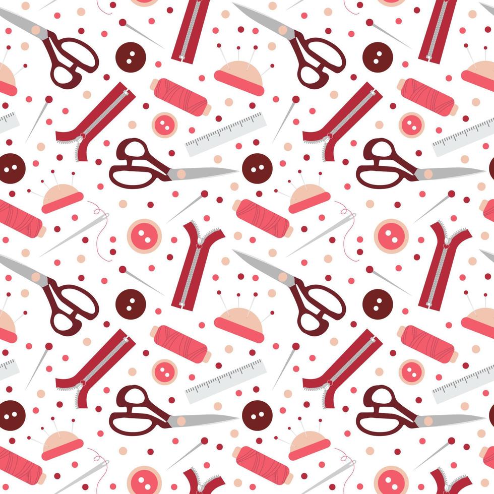 Seamless pattern with sewing tools. Colorful background vector