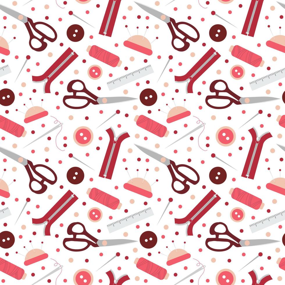 Seamless pattern with sewing tools. Colorful background vector