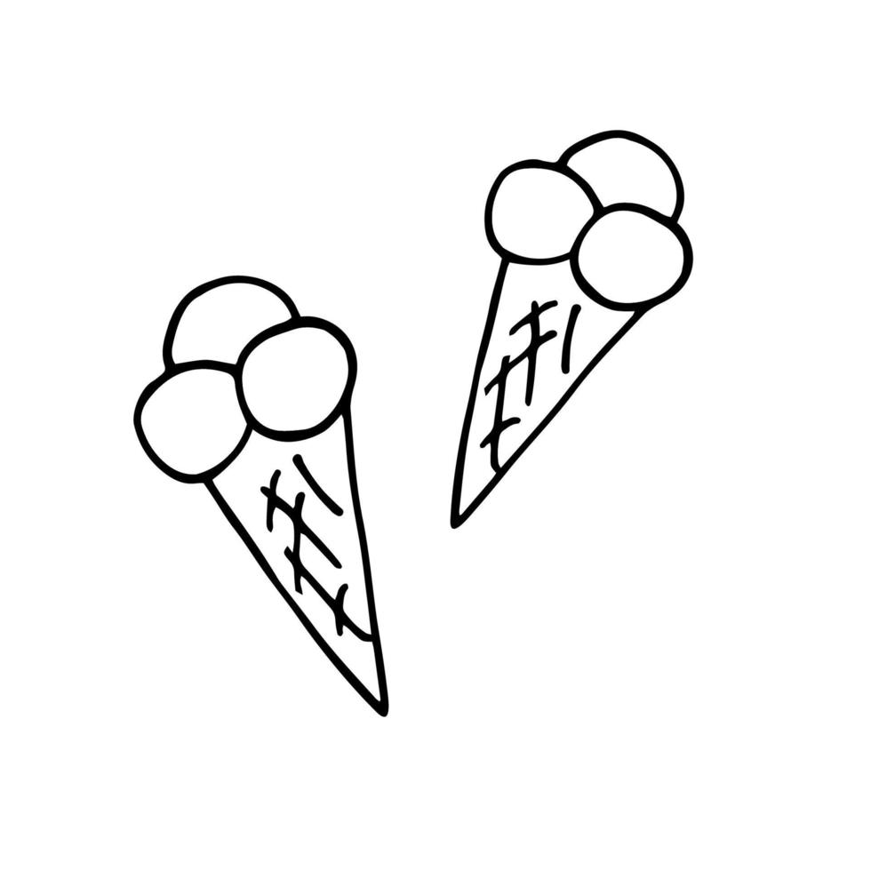 vector set of doodle ice cream. Hand-drawn clip art. Summer time sweet food