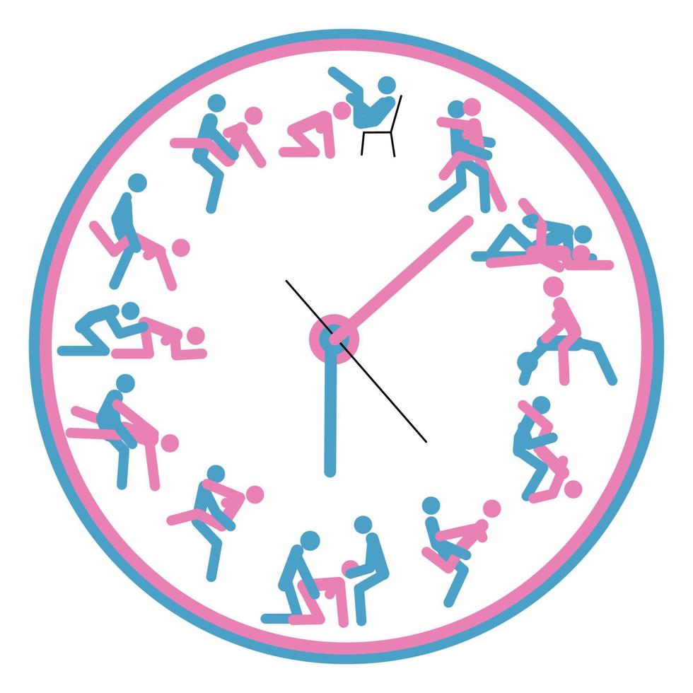 concepto love watch, para hacer el amor en cualquier momento es bueno. kamasutra, poses incompletas para hacer el amor vector