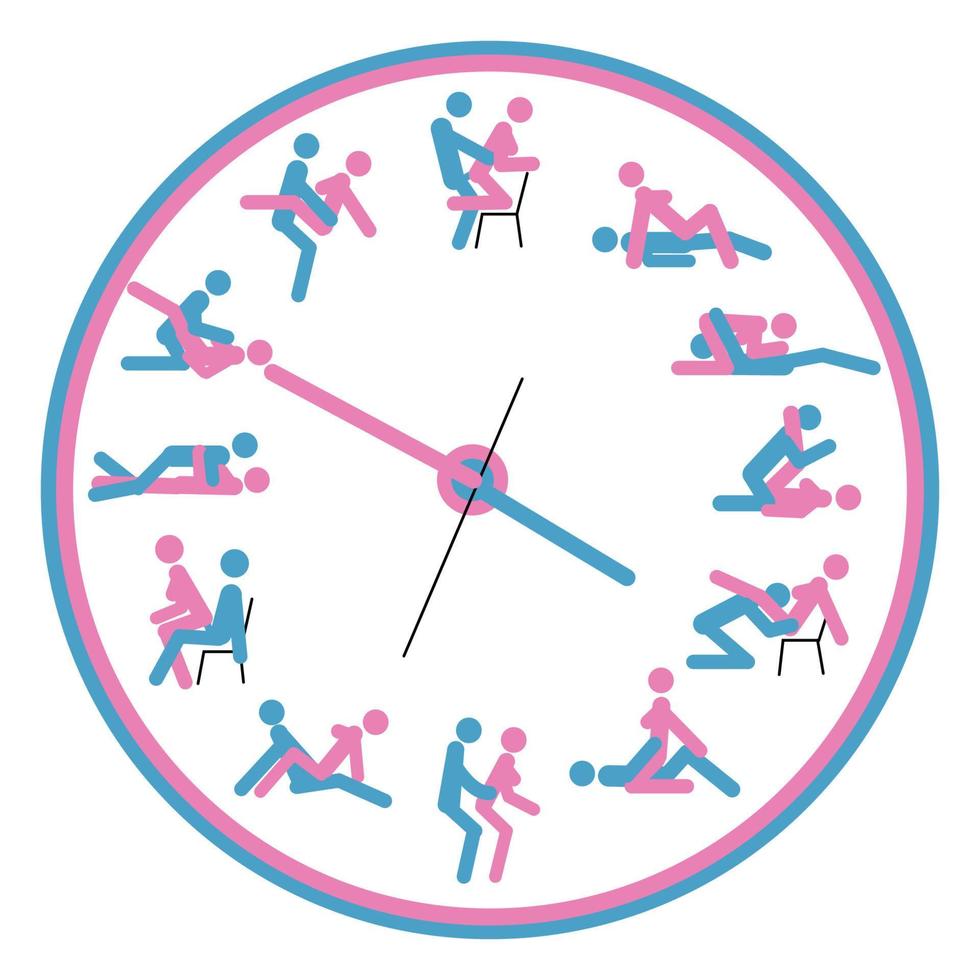 concepto love watch, para hacer el amor en cualquier momento es bueno. kamasutra, poses incompletas para hacer el amor vector