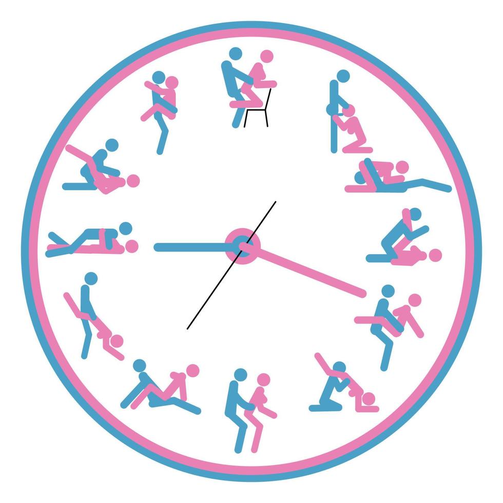 concepto love watch, para hacer el amor en cualquier momento es bueno. kamasutra, poses incompletas para hacer el amor vector