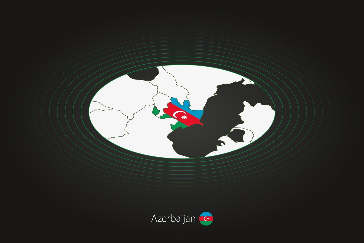 azerbaiyán mapa en oscuro color, oval mapa con vecino países. vector