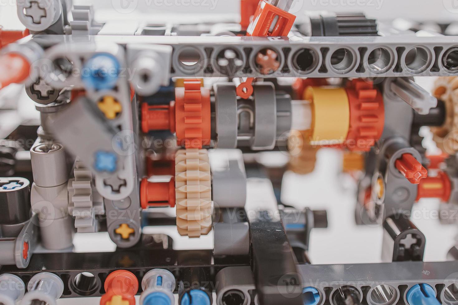 building with  blocks on a light background in close-up photo