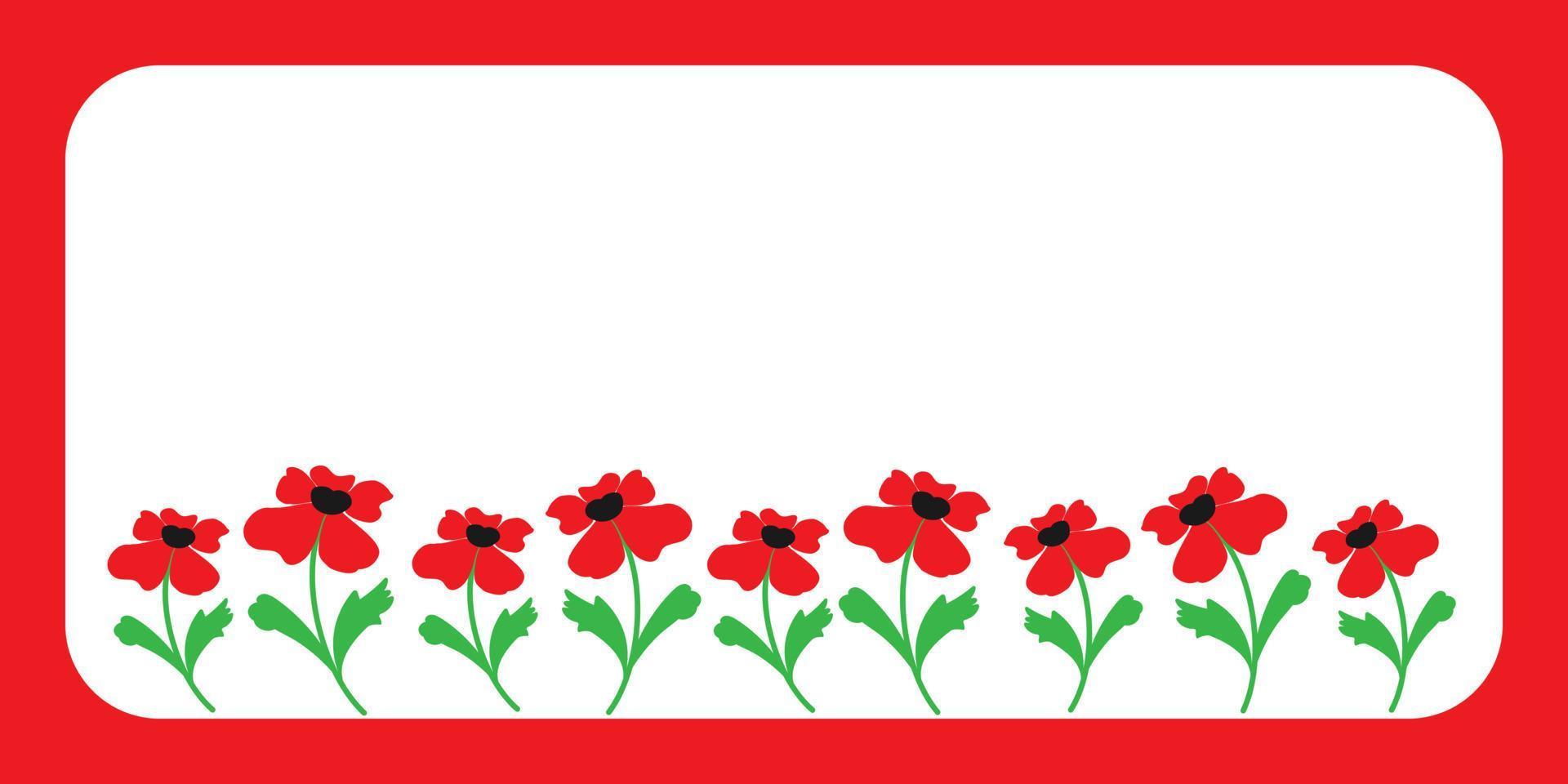 vector illustration frame red doodle poppies stylized