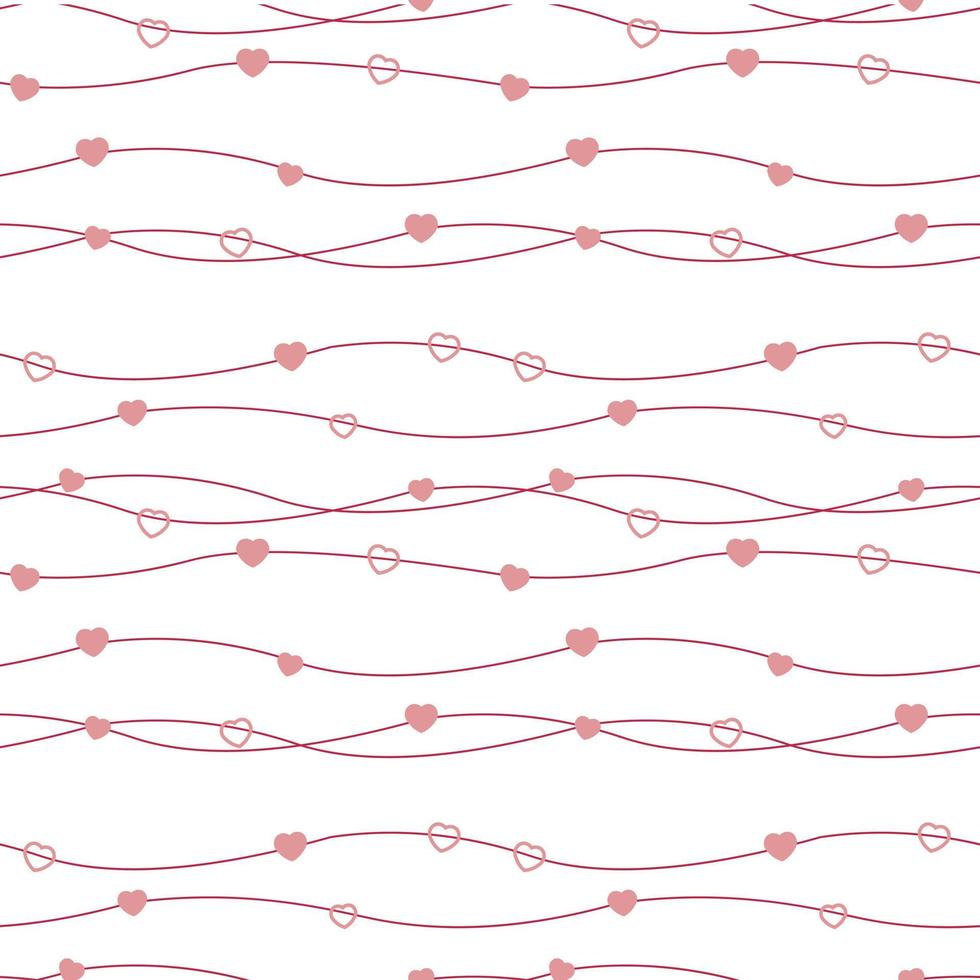 Seamless background with hearts on the lines. Great for wrapping paper, fabric, wallpaper. vector