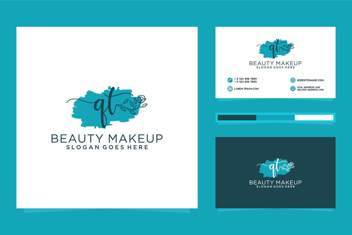 Initial QT Feminine logo collections and business card template Premium Vector