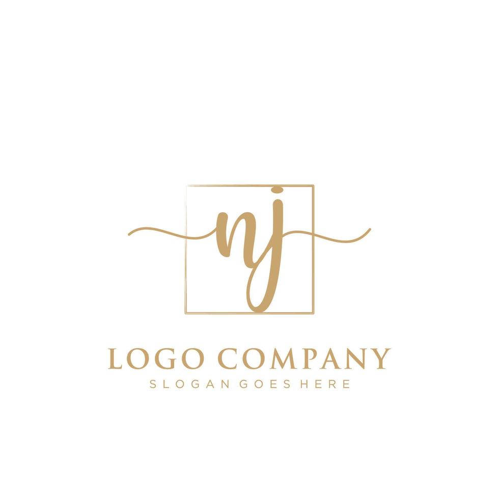 Initial NJ feminine logo collections template. handwriting logo of initial signature, wedding, fashion, jewerly, boutique, floral and botanical with creative template for any company or business. vector