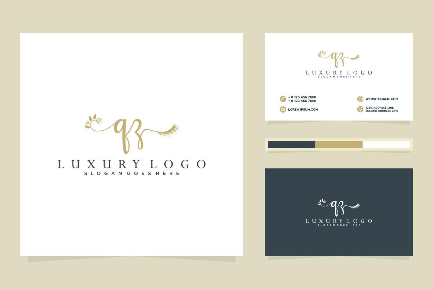 Initial QZ Feminine logo collections and business card template Premium Vector