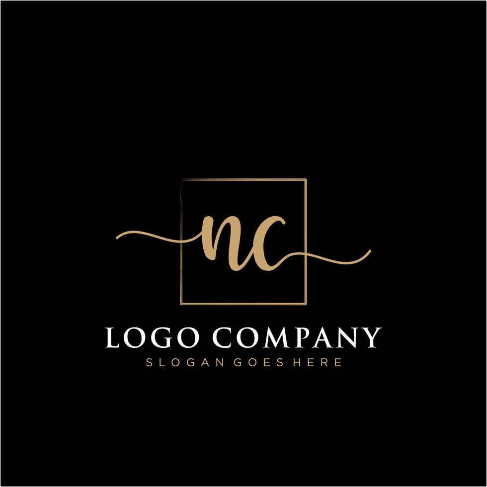 Initial NC feminine logo collections template. handwriting logo of initial signature, wedding, fashion, jewerly, boutique, floral and botanical with creative template for any company or business. vector