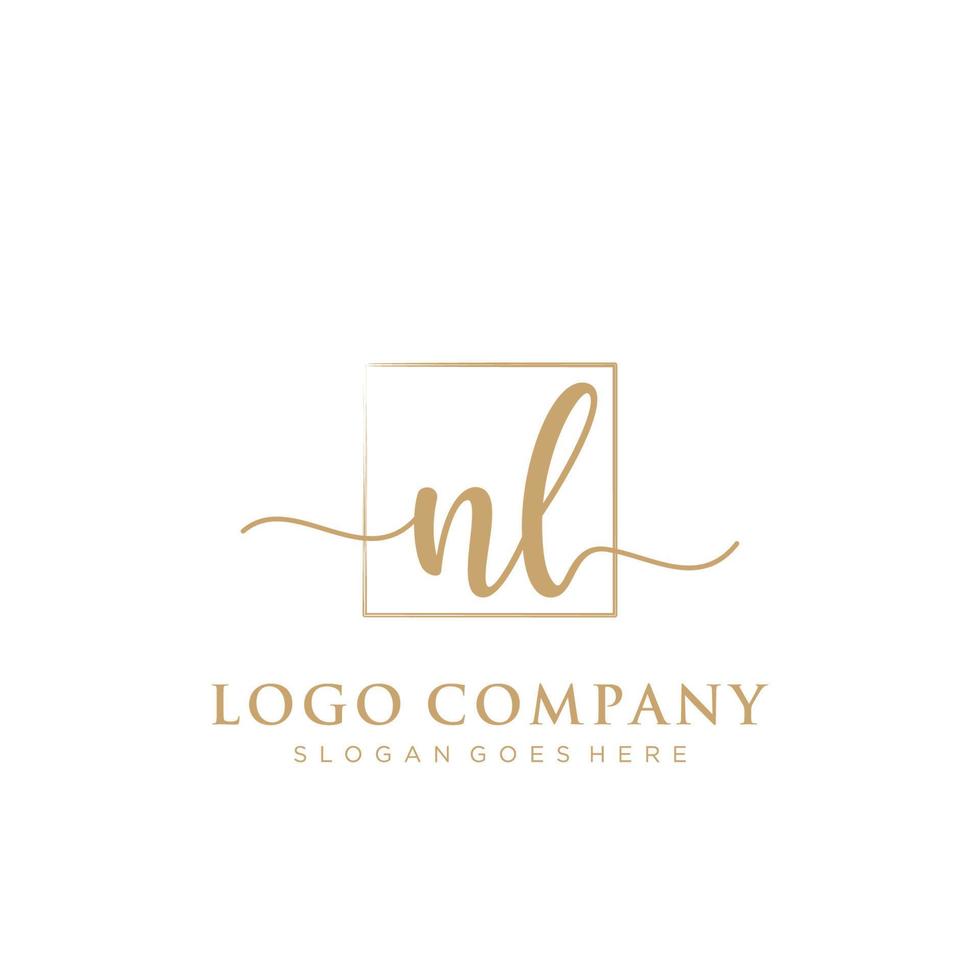 Initial NL feminine logo collections template. handwriting logo of initial signature, wedding, fashion, jewerly, boutique, floral and botanical with creative template for any company or business. vector