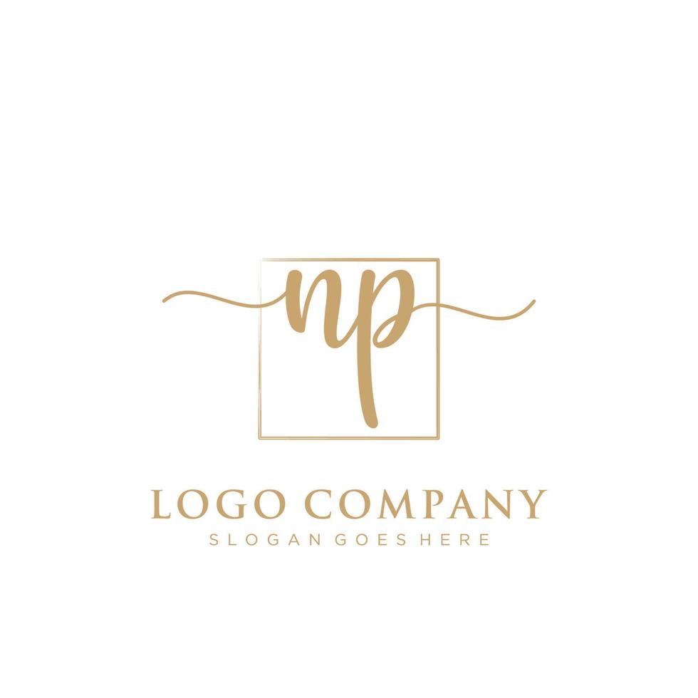 Initial NP feminine logo collections template. handwriting logo of initial signature, wedding, fashion, jewerly, boutique, floral and botanical with creative template for any company or business. vector