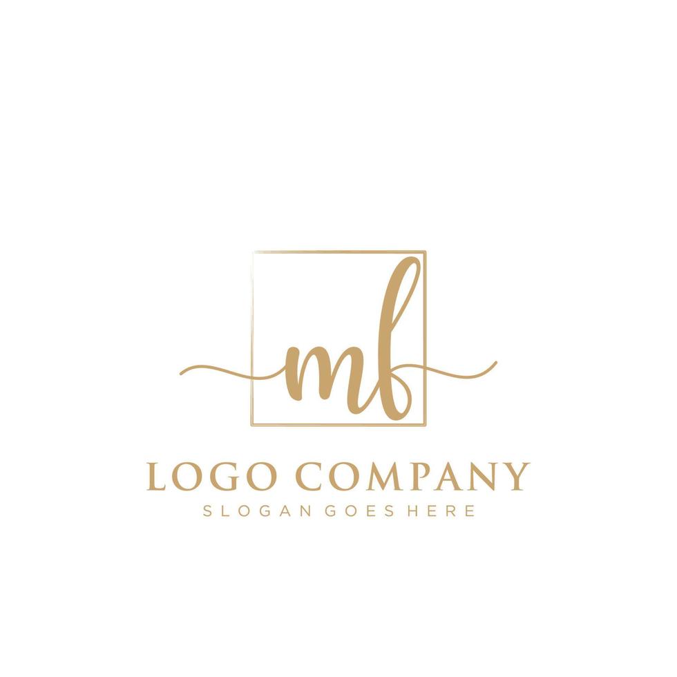 Initial MF feminine logo collections template. handwriting logo of initial signature, wedding, fashion, jewerly, boutique, floral and botanical with creative template for any company or business. vector
