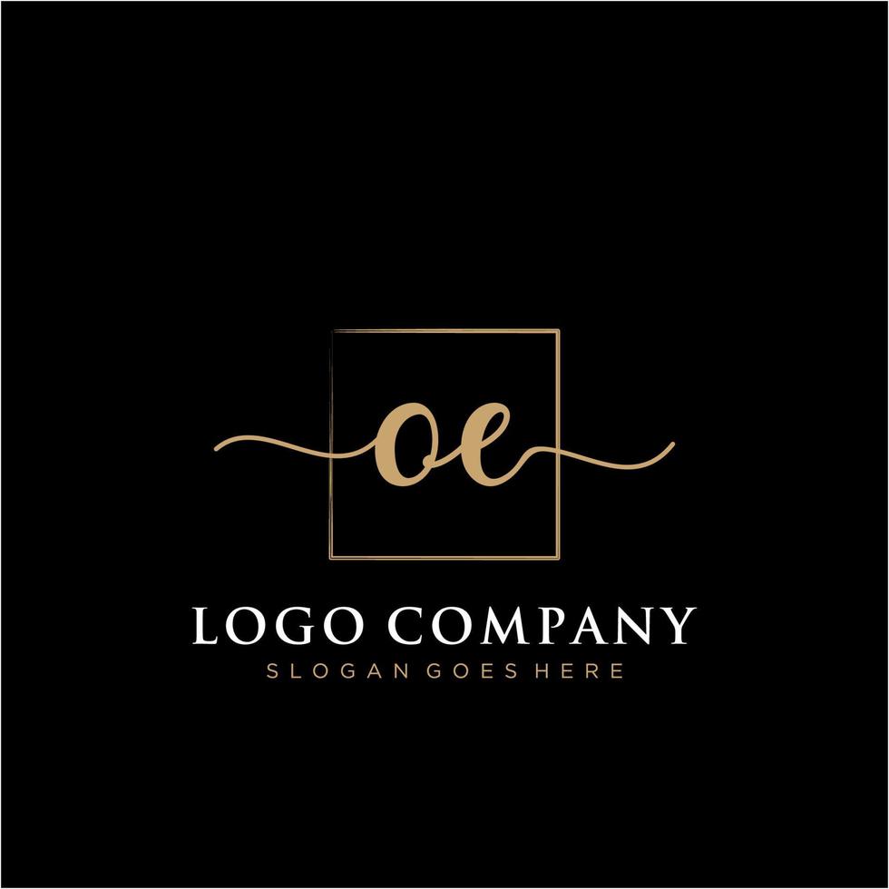 Initial OE feminine logo collections template. handwriting logo of initial signature, wedding, fashion, jewerly, boutique, floral and botanical with creative template for any company or business. vector