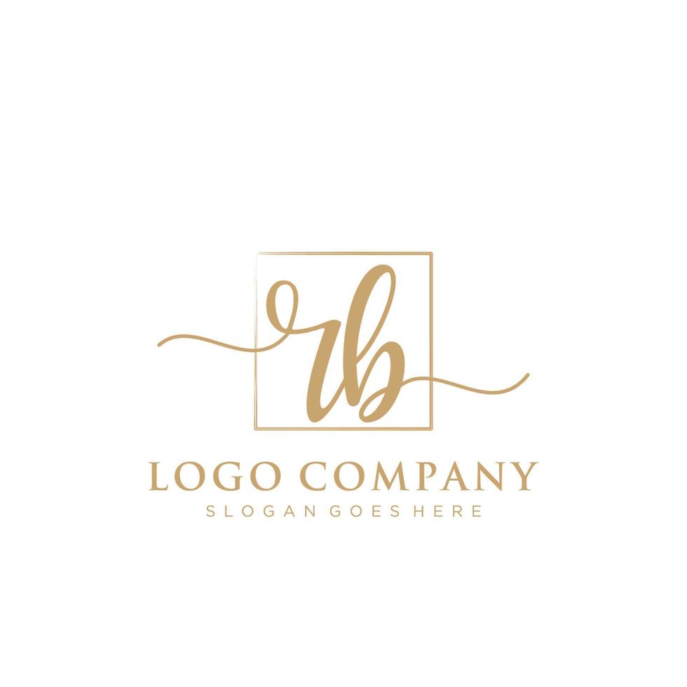 Initial RB feminine logo collections template. handwriting logo of initial signature, wedding, fashion, jewerly, boutique, floral and botanical with creative template for any company or business. vector