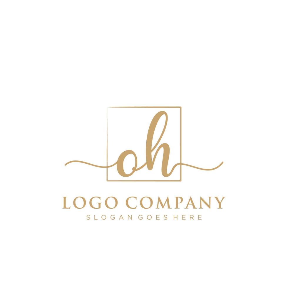 Initial OH feminine logo collections template. handwriting logo of initial signature, wedding, fashion, jewerly, boutique, floral and botanical with creative template for any company or business. vector