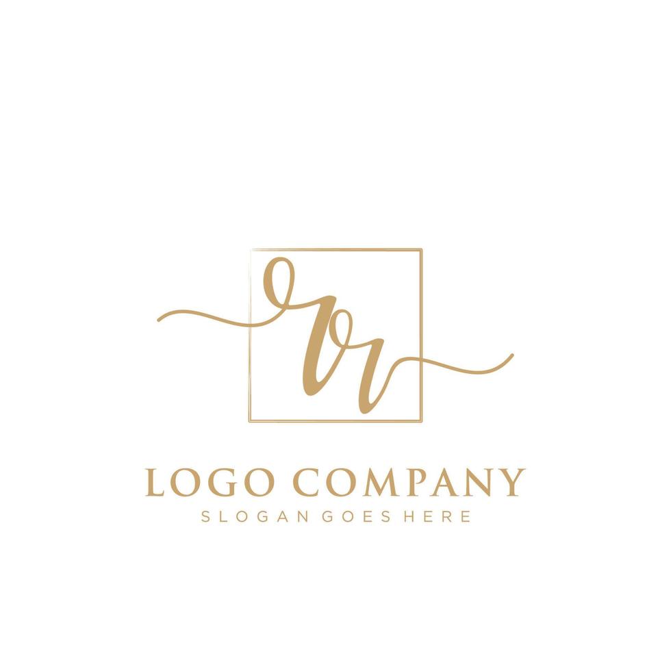 Initial RR feminine logo collections template. handwriting logo of initial signature, wedding, fashion, jewerly, boutique, floral and botanical with creative template for any company or business. vector