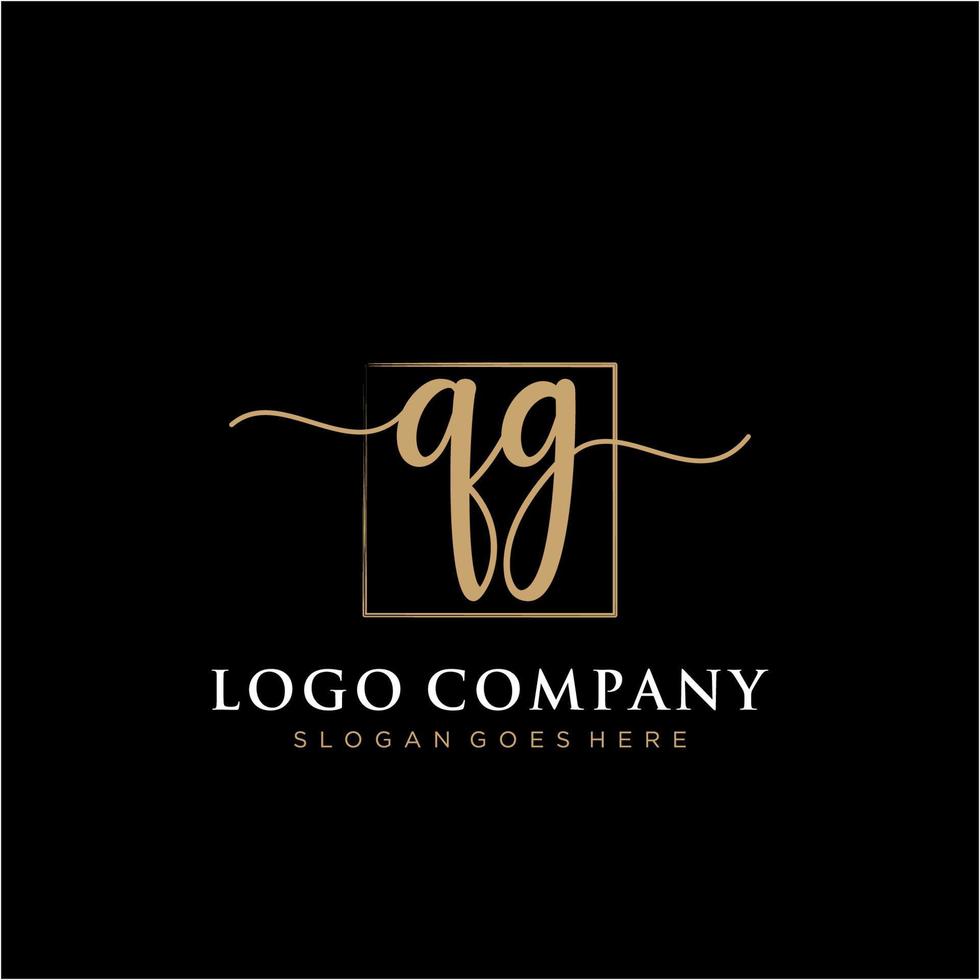 Initial  QG feminine logo collections template. handwriting logo of initial signature, wedding, fashion, jewerly, boutique, floral and botanical with creative template for any company or business. vector