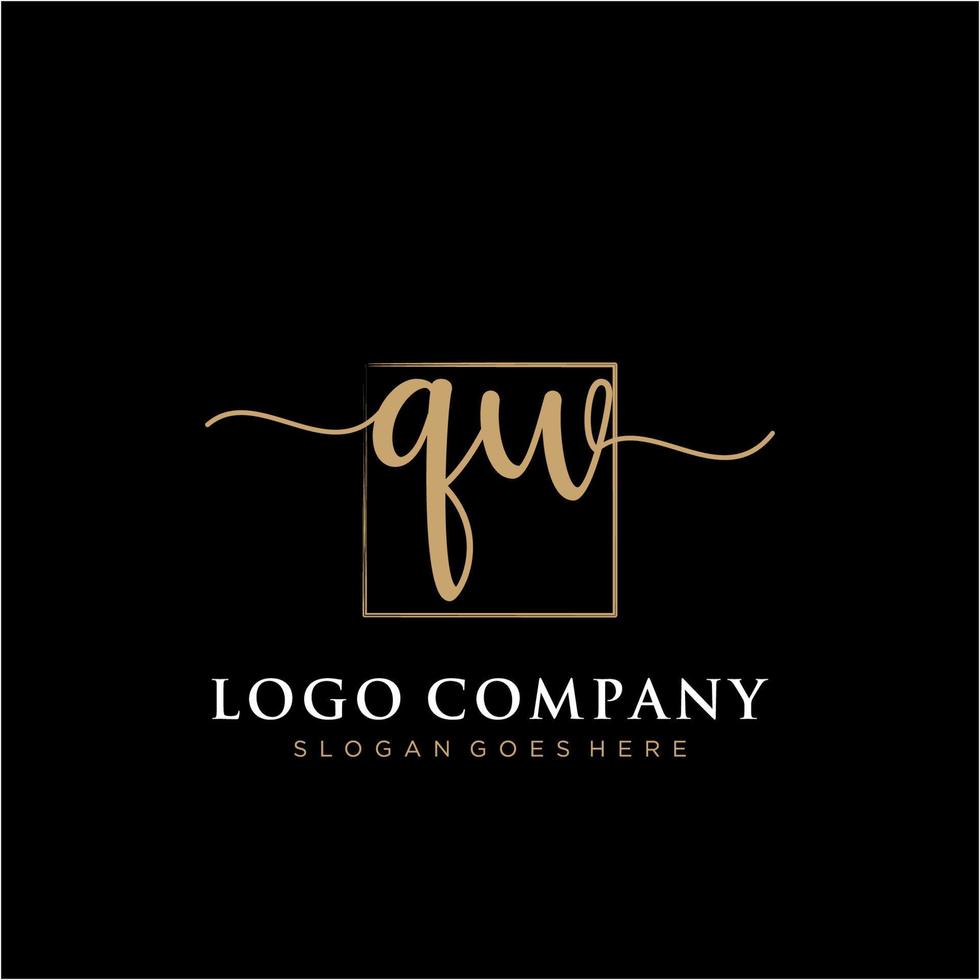 Initial QW feminine logo collections template. handwriting logo of initial signature, wedding, fashion, jewerly, boutique, floral and botanical with creative template for any company or business. vector