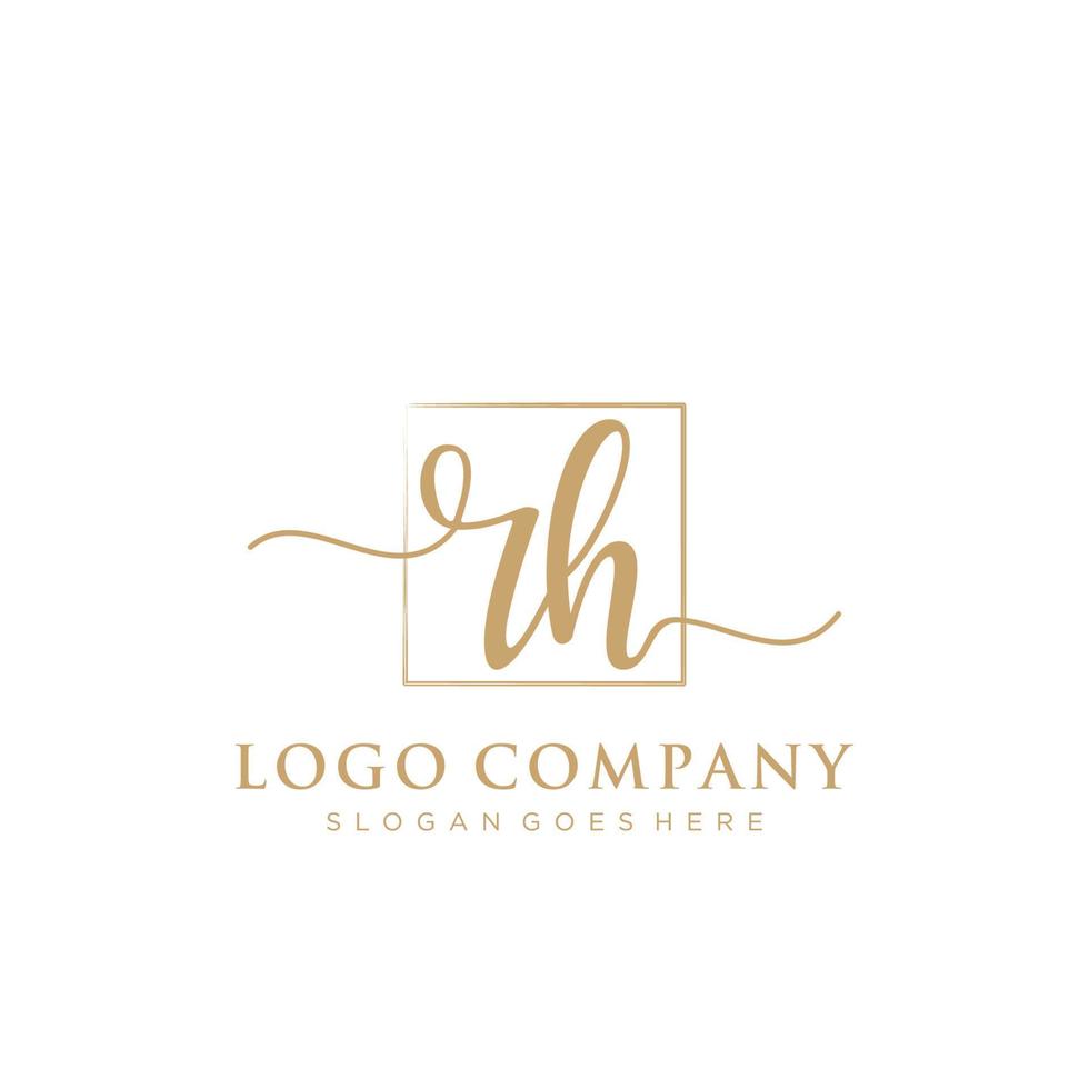Initial RH feminine logo collections template. handwriting logo of initial signature, wedding, fashion, jewerly, boutique, floral and botanical with creative template for any company or business. vector