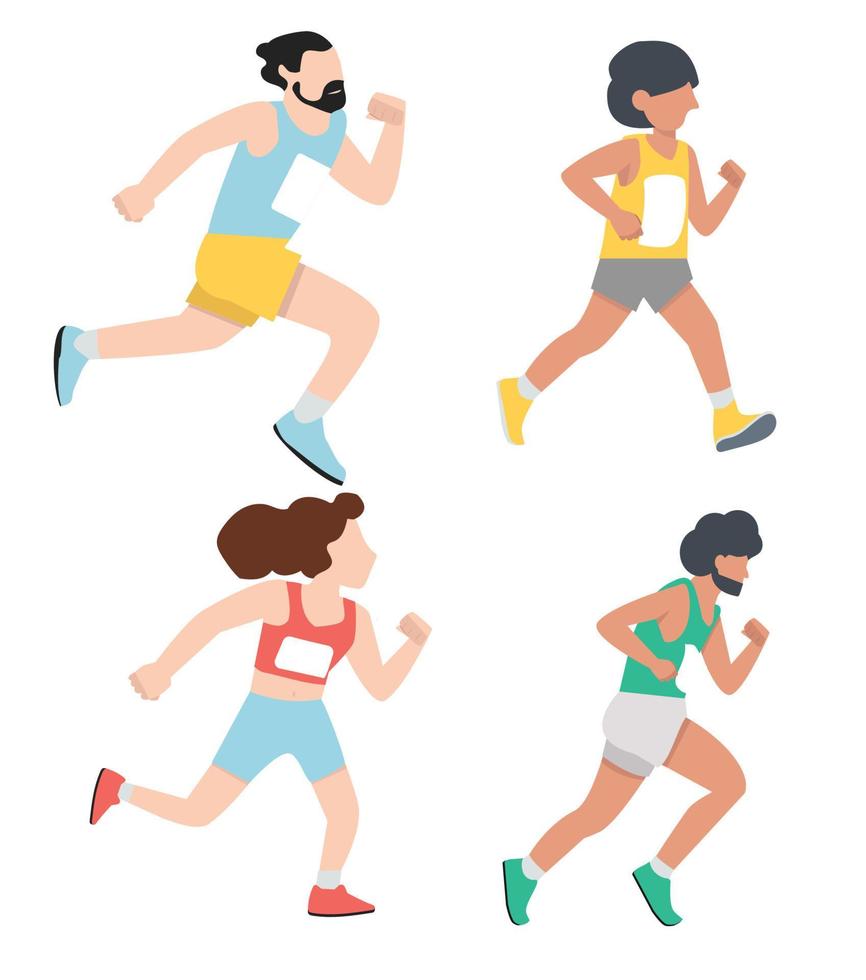 corredores hombres y mujer Deportes conjunto vector