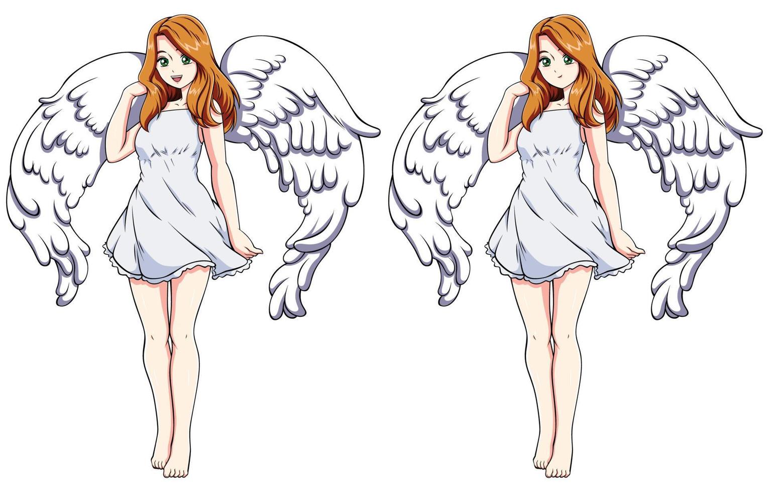 ángel anime niña en blanco vector