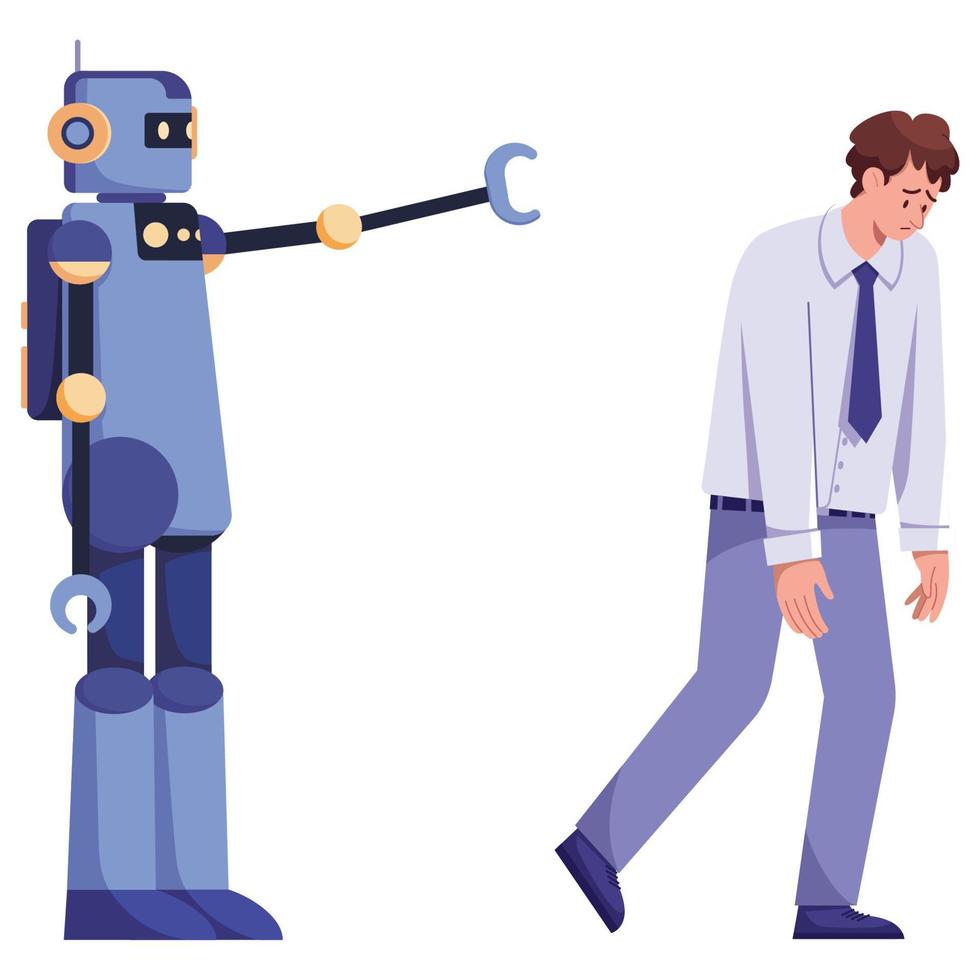 AI Firing Human on White vector