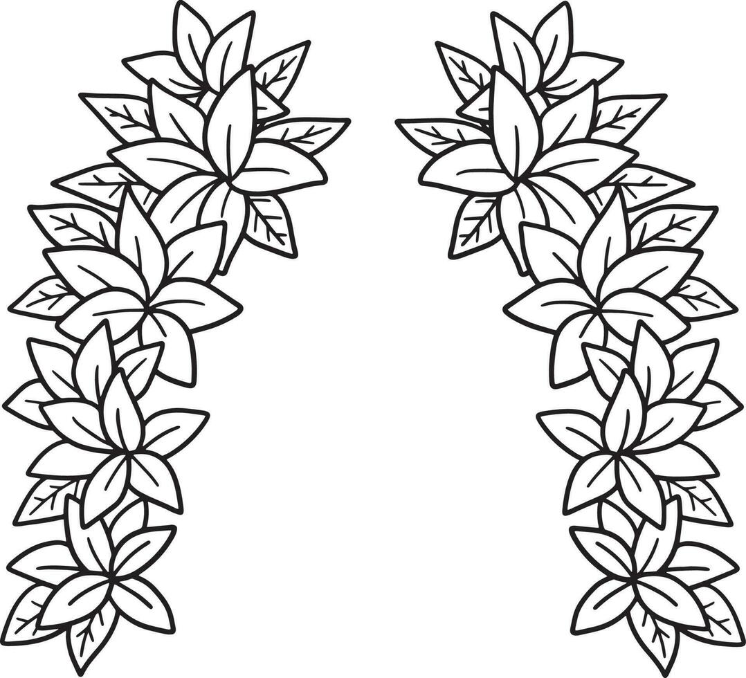 Flower Wreath Isolated Coloring Page for Kids vector