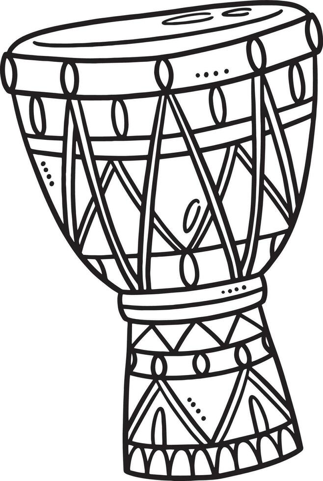 Djembe Isolated Coloring Page for Kids vector