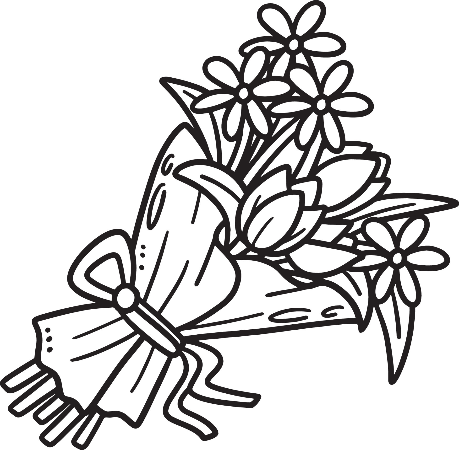 Bouquet Flowers Isolated Coloring Page for Kids