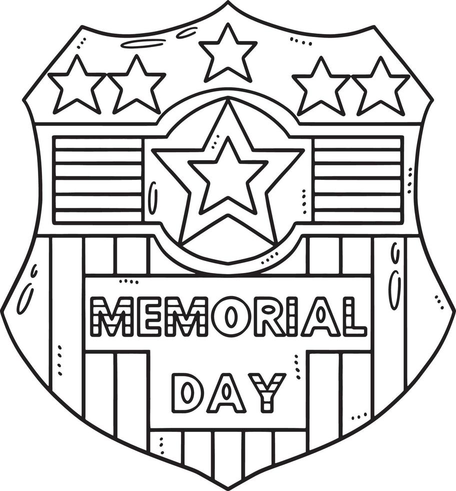 Memorial Day Badge Isolated Coloring Page for Kids 22463818 Vector Art